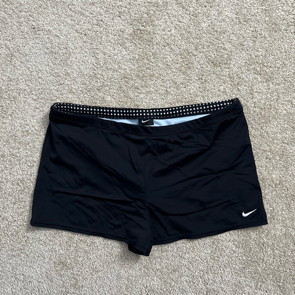 Vintage Nike Black and White Patterned Waistband Swim Shorts